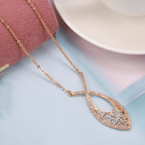 Leaf Shape Hollow Big Size 14K Filled Rose Gold Full Paved AAA Zicon Diamonds Necklaces - Party Jewellery