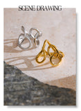 18K Gold Plated Trendy Stainless Steel Geometric Hollow Unusual Distinctive Polished Ring