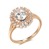 Classic Bright Rolled 14K Rose Gold AAA Zircon Diamonds Crystal Flower Rings For Women - Fine Daily Jewellery