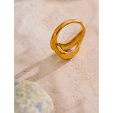 18K Gold Plated Stainless Steel Fashion Unique AAA Cubic Zirconia Diamonds Lip Design Ring