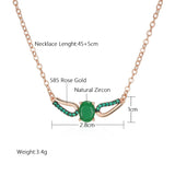 Superb Dark Green Rolled 14K Rose Gold AAA Zircon Crystals Pendant Necklace For Women -  Luxury Jewellery