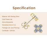 Sparkling 6.5MM 1CT Moissanite Diamonds Silver Square Shape Unisex Stud Earrings