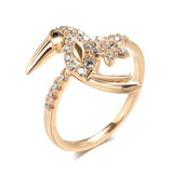 New Luxury Rolled 14K Rose Gold AAA Zircon Diamonds Ethnic Women Bird Rings - Trend Daily Vintage Animal Jewellery