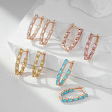 14 Karat Rolled Gold Oval Multicolor AAA Zircon Crystals Long Drop Luxury Earrings
