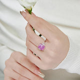 Elegant Silver AAAAA High Carbon Diamonds Pink Sapphire Gemstone Big Rings - Engagement Wedding Fine Jewellery - The Jewellery Supermarket