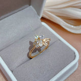14K Gold Filled Water Drop AAA Zircon Diamonds Luxury New Crystal Flower Women Rings