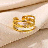 New In Stainless Steel 14K Gold Colour Rings For Women and Girls - Ideal Trendy Fashion Rings, Ideal Gifts - The Jewellery Supermarket