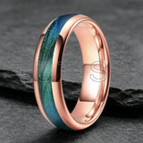 Dome High Polished Inlaid Gunmetal-Green Flow Sand 6mm 8mm Tungsten Carbide Rings