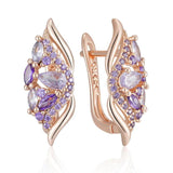 Luxury Trend 14K Filled Rose Gold Shiny Purple AAA Zircon Crystals Drop Earrings - Quality Fine Jewellery