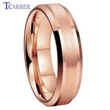 Popular Ring Beveled Polished Brushed 6/8mm Men Women Tungsten Wedding Rings