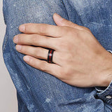 New 8mm Blue Purple Beveled Edge Tungsten Carbide Ring -  Men's Women's Wedding Engagement Rings - The Jewellery Supermarket