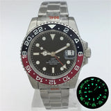 NH34 GMT Luminous Bezel Sapphire Glass Stainless Steel Bracelet Mechanical Watch