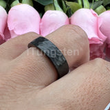 I Love You Stamped 6mm 8mm Tungsten Hammer Ring for Men Women  Comfort Fit