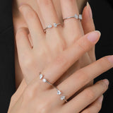 Fashion 925 Silver Sparkling Geometric AAAA Lab Created Diamond Opening Rings