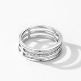 Three Line 925 Sterling Silver with Dazzling AAAA Lab Created Diamonds Ring