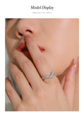 Luxury Full-Shiny AAAA Lab Created Diamond Curve Design Sterling Silver Rings
