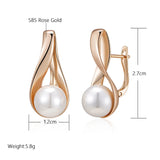 14 Karat Rolled Gold Vintage Elegant Pearl Drop Earrings For Women Bride Wedding Jewellery