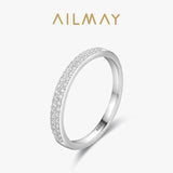 Classic Silver Dazzling AAAA Lab Created Diamond Geometric Stackable Rings