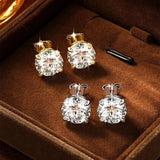 Solitaire Round D-Colour 0.1CT-3CT Moissanite Diamonds Unisex Stud Earrings