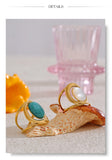 18K Gold Plated Exquisite Natural Stone Open Adjustable Glossy Popular Ring