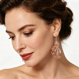 14K Gold Filled Flower Design AAA Zircon Diamonds Retro Dangle Earrings