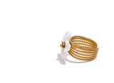 18K Gold Plated Natural Shell Flower Fashion Stainless Steel Stylish Exquisite Ring