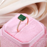 14K Rolled Gold Square Opal Dark Green AAA Zircon Crystal Vintage Style Rings For Women