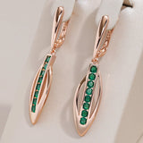 14 Karat Filled Gold Delicate Shiny Green AAA Zircon Crystals Long Dangle Womens Earrings