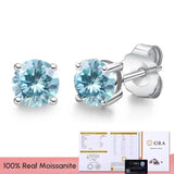 Real 0.1-3CT Moissanite Diamond Stud Earrings Silver Platinum Plated  Fine Jewelry