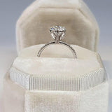 925 Sterling Silver 6.5mm Round Cut D Colour VVS1 Moissanite Solitaire Engagement Wedding Rings, Fine Jewellery