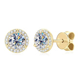 Sparkling 0.5-1-2 Carat Moissanite Diamonds Unisex Silver Stud Earrings
