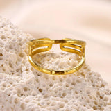 New In Stainless Steel 14K Gold Colour Rings For Women and Girls - Ideal Trendy Fashion Rings, Ideal Gifts - The Jewellery Supermarket