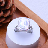 Irregular Big Baroque Natural Pearl Gold AAA Zircon Diamonds Silver Colour Rings