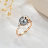 14 Karat Gold Filled Grey White Pearl AAA Zircon Diamonds Luxury Jewellery Women's Rings