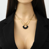 Fashion Stainless Steel Black Geometric Necklace Earrings Luxury Waterproof Jewellery Sets - Trendy New Gifts - The Jewellery Supermarket