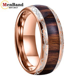 Vintage Koa And Dark Red Wood Inlay Dome 8MM Men Women Tungsten Carbide Rings