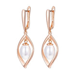 14 Karat Filled Gold Elegant Pearls Long Drop Fashion Wedding Earrings For Women