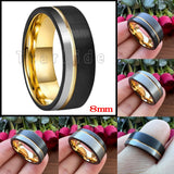 Excellent Offset Grooved Brushed 8MM Tungsten Wedding Rings for Men Women