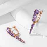 14K Gold Filled Shiny Purple AAA Zircon Crystals Drop Earrings Wedding Fine Jewellery