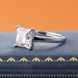 Terrific 1/2/3/4CT Princess Cut VVS1 D Colour Moissanite Diamond Silver Engagement Ring
