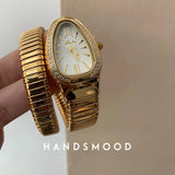 New Arrival Luxury Snake Design Stainless Steel Unique Gold Quartz Ladies Watches with Japan Movement