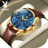 Famous Brand Luxury Multifunction Original Leather Strap Waterproof Quartz Casual Fashion Business Watches for Men