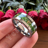 Pipe Cut Polished Finish Groove Inlay Silver Colour Men Women Tungsten Wedding Rings