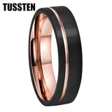 New Arrival Offset Grooved Brushed Black Rose Men Women Tungsten Carbide Comfort Fit Wedding Ring - The Jewellery Supermarket