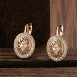 Luxury Retro Filled Rose Gold of 14-Karat Purity AAA Zircon Diamonds Drop Earrings - Ethnic Party Jewellery