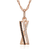 Splendid 14K Filled Rose Gold Black With White AAA Zircon Diamonds Necklace - Luxury Vintage Style Jewellery