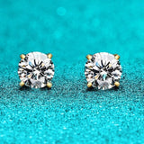 Excellent VVS1 Round Cut 18KGP Moissanite Diamonds Stud Earrings S925 Sterling Silver Ear Studs Fine Jewellery - The Jewellery Supermarket