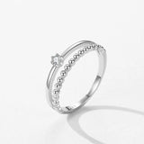 Silver Bilayer Double-Layered design Sparkling AAAA Lab Created Diamond Ring