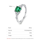 Elegant Green Emerald Cut AAAA Lab Created Diamond S925 Sterling Silver Ring