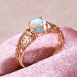 14K Gold Filled Luxury Fashion Texture Gradient Moonstone Crystal Unusual Rings